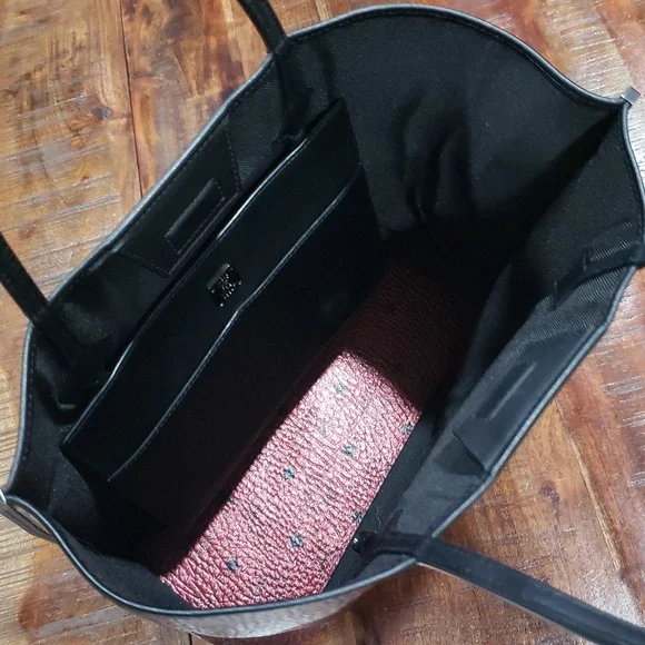 MCM Metallic Red Tote Bag And Mini with Luxurious Leather Finish